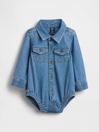 Body cu nasturi din denim pentru bebeluși