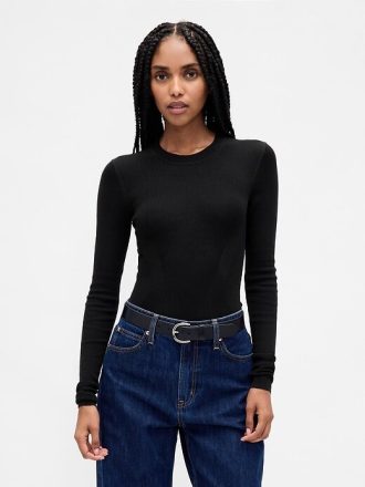 Body cu pulover cu coaste transparente