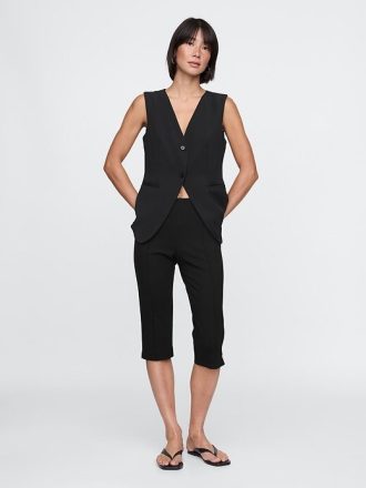 Capris dublu din tricot cu talie mare