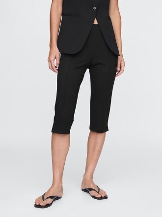 Capris dublu din tricot cu talie mare
