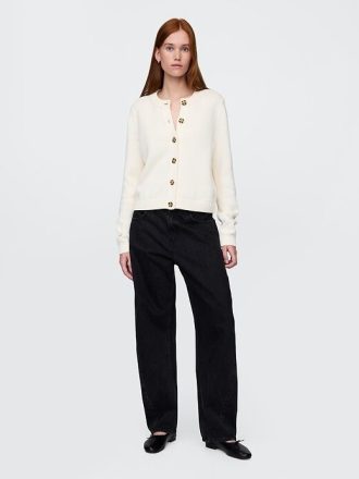 Cardigan 100% bumbac cu decolteu