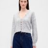 Cardigan crop festonat Fuzzy Pointelle