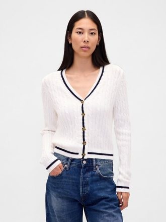 Cardigan din tricot cu cablu 100% bumbac
