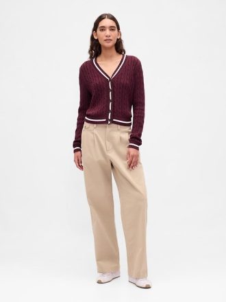 Cardigan din tricot cu cablu 100% bumbac