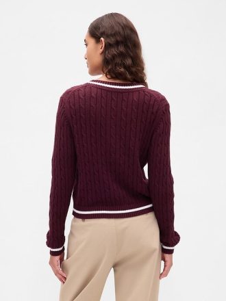 Cardigan din tricot cu cablu 100% bumbac