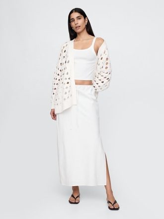 Cardigan Pointelle supradimensionat 100% bumbac