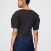 Cămașă crop din denim cu mâneci butoi