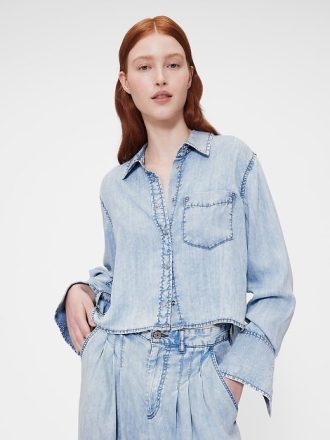 Cămașă crop din denim drapată GapStudio