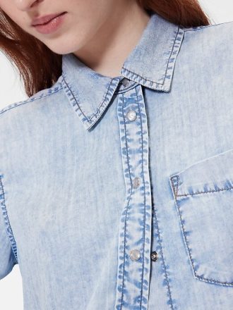 Cămașă crop din denim drapată GapStudio