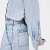 Cămașă crop din denim drapată GapStudio Cămașă crop din denim drapată GapStudio