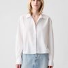 Cămașă crop din poplin din bumbac organic