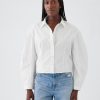 Cămașă crop din poplin din bumbac organic
