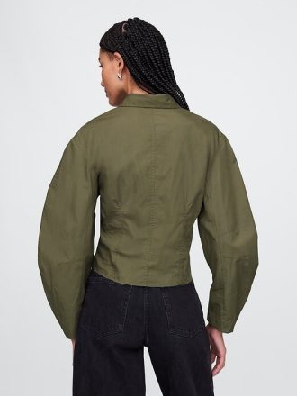 Cămașă crop din poplin din bumbac organic