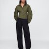 Cămașă crop din poplin din bumbac organic