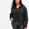 Cămașă crop din poplin din bumbac organic