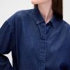 Cămașă crop UltraSoft Denim cu tiv drept