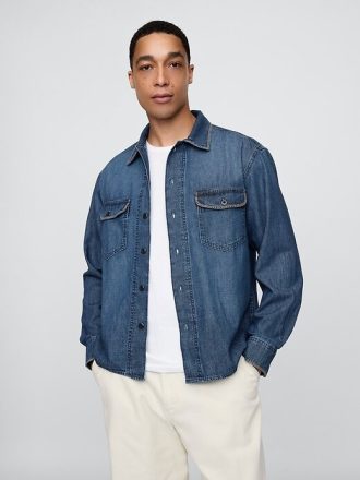 Cămașă din denim brodat