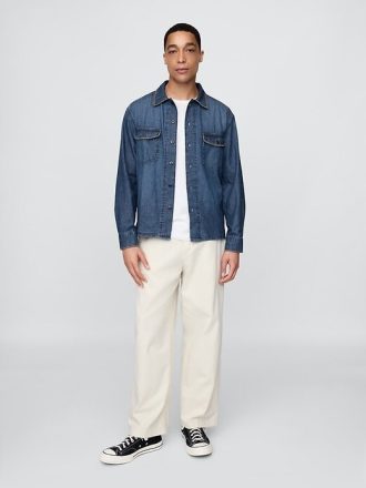 Cămașă din denim brodat