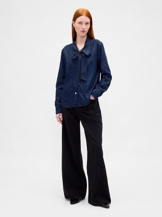 Cămașă din denim cu gât