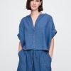 Cămașă din denim din tifon de bumbac Cămașă din denim din tifon de bumbac