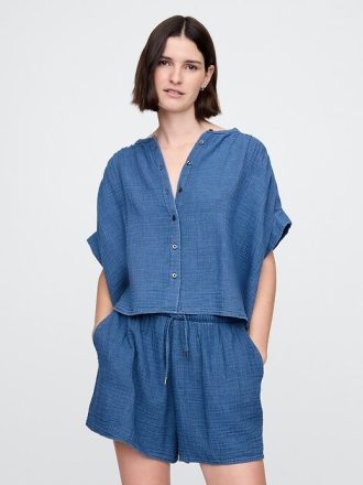 Cămașă din denim din tifon de bumbac