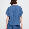 Cămașă din denim din tifon de bumbac Cămașă din denim din tifon de bumbac