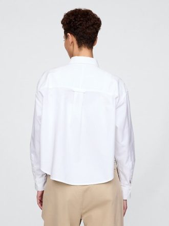 Cămașă mare crop Oxford din bumbac organic