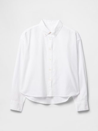 Cămașă mare crop Oxford din bumbac organic