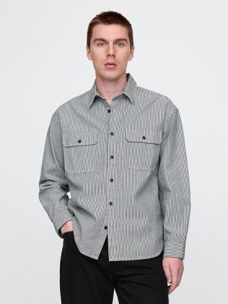 Cămașă mare cu dungi de denim