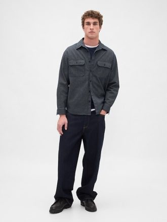 Cămașă mare cu dungi de denim