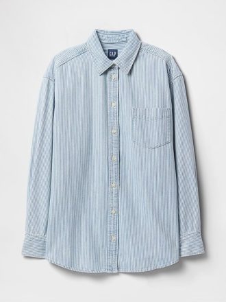 Cămașă mare cu dungi de denim