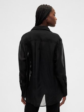 Cămașă mare din organza transparentă