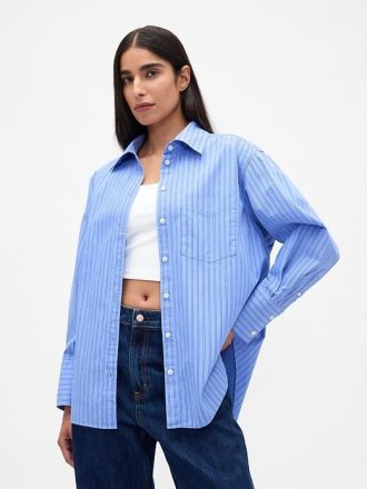 Cămașă mare din poplin din bumbac organic Cămașă mare din poplin din bumbac organic