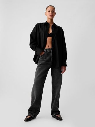 Cămașă mare din poplin din bumbac organic Cămașă mare din poplin din bumbac organic