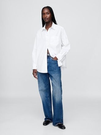 Cămașă mare din poplin din bumbac organic Cămașă mare din poplin din bumbac organic