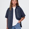 Cămașă relaxată cu dungi Indigo pentru copii Cămașă relaxată cu dungi Indigo pentru copii