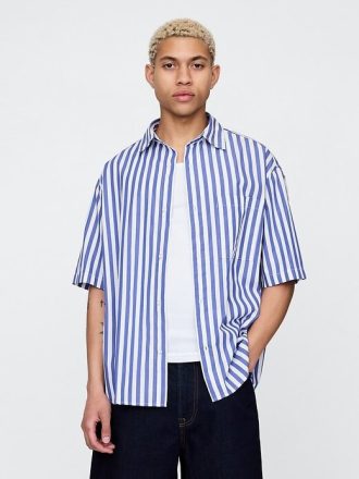 Cămașă supradimensionată din poplin din bumbac organic