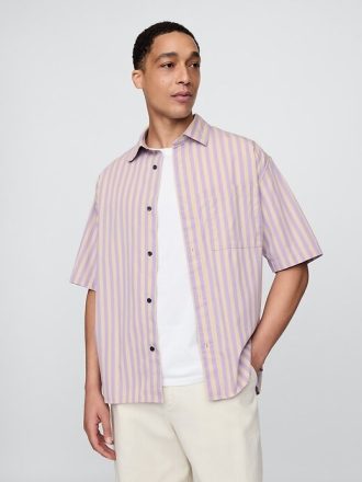 Cămașă supradimensionată din poplin din bumbac organic