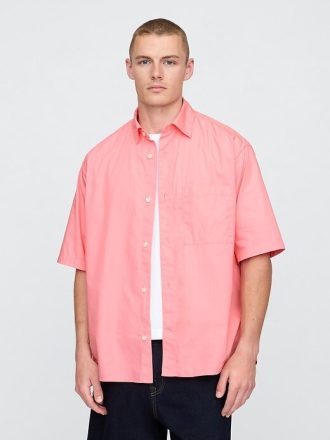 Cămașă supradimensionată din poplin din bumbac organic