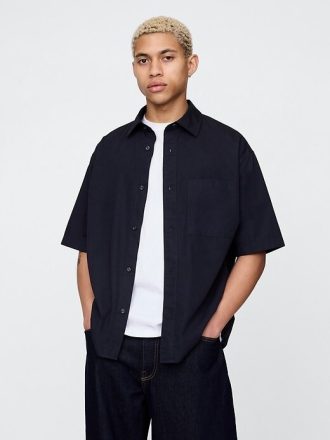 Cămașă supradimensionată din poplin din bumbac organic