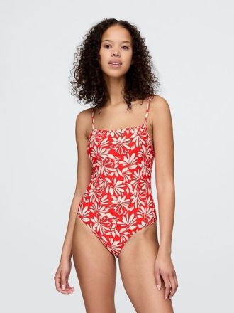 Costum de baie dintr-o bucată cu gât pătrat Costum de baie dintr-o bucată cu gât pătrat