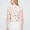 Crop top cu mâneci tip șapcă din amestec de in Crop top cu mâneci tip șapcă din amestec de in