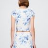 Crop top cu mâneci tip șapcă din amestec de in Crop top cu mâneci tip șapcă din amestec de in