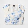 Crop top cu mâneci tip șapcă din amestec de in Crop top cu mâneci tip șapcă din amestec de in