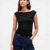 Crop top cu umăr negru Crop top cu umăr negru