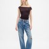 Crop top cu umăr negru Crop top cu umăr negru