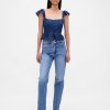 Crop Top cu Volane din Dantela Voile Peplum Crop Top cu Volane din Dantela Voile Peplum