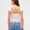 Crop Top cu Volane din Dantela Voile Peplum Crop Top cu Volane din Dantela Voile Peplum