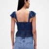 Crop Top cu Volane din Dantela Voile Peplum Crop Top cu Volane din Dantela Voile Peplum