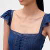 Crop Top cu Volane din Dantela Voile Peplum Crop Top cu Volane din Dantela Voile Peplum